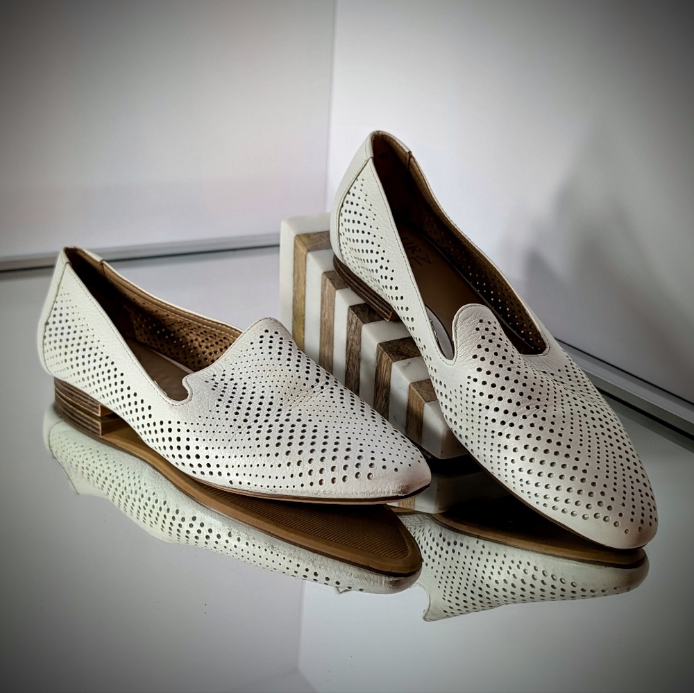 Naturalizer White Perforated Loafers